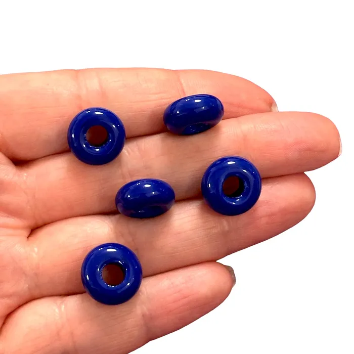 Peppy Beads Necklaces Hand Made Murano Glass Rondelle Beads With 5mm Holes 5 pcs in a pack