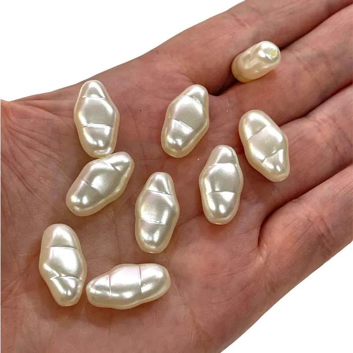Peppy Beads Necklaces Ivory Color Acrylic Baroque Pearl 19x10mm Beads with 15mm Hole 50 Gr Pack55 Beads