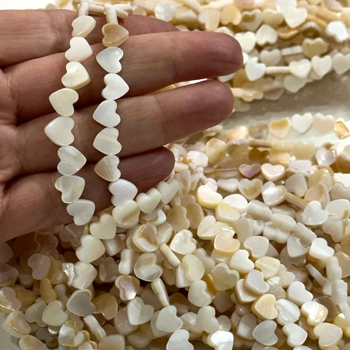 Peppy Beads Necklaces Mother Of Pearl Heart 8mm Beads Horizontal Hole 45 Beads Strand Peppy Beads Necklaces Mother Of Pearl Heart 8mm Beads Horizontal Hole 45 Beads Strand