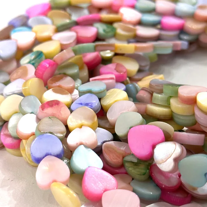 Peppy Beads Necklaces Mother Of Pearl Heart 8mm Beads Pastel Colored Vertical Hole Hearts 47 Beads Strand Peppy Beads Necklaces Mother Of Pearl Heart 8mm Beads Pastel Colored Vertical Hole Hearts 47 Beads Strand