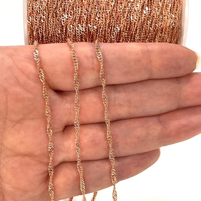 Peppy Beads Necklaces Rose Gold Plated Spanish Soldered Chain 2mm Rose Gold Plated Necklace Chain