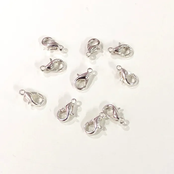 Peppy Beads Silver Plated Lobster Clasps 10mm x 6mm 501 Brass Lobster Claw Clasp Rings Peppy Beads Silver Plated Lobster Clasps 10mm x 6mm 501 Brass Lobster Claw Clasp Rings