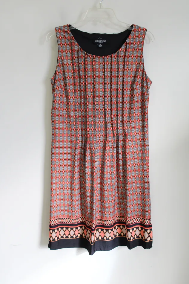 Perceptions Orange Patterned Dress 8 Petite Perceptions Earrings