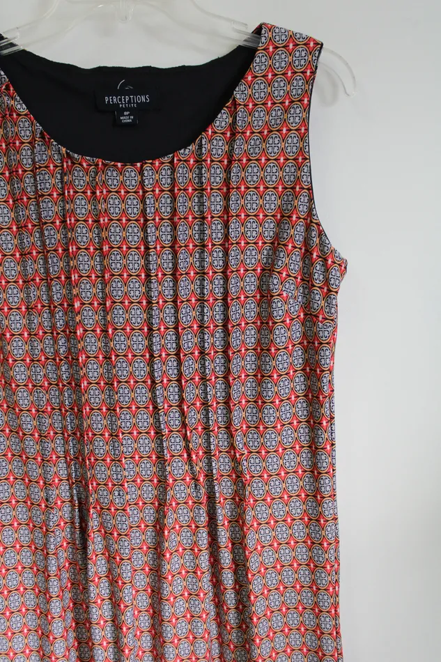 Perceptions Orange Patterned Dress 8 Petite Perceptions Earrings