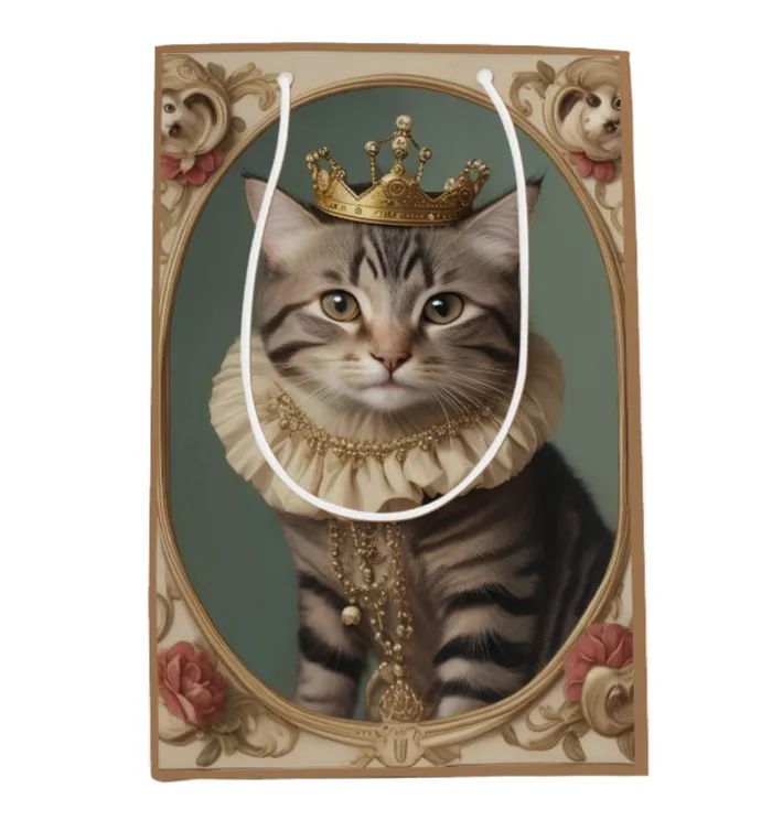 Portraits and Miniatures by NC Necklaces Princess Paws Medium Gift Bag