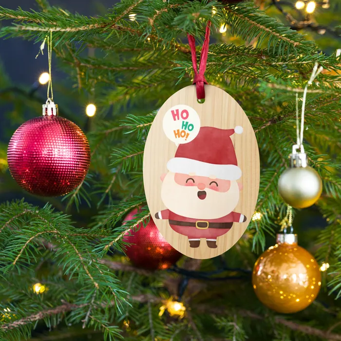 Portraits by NC Earrings Wooden ornaments HO HO HO Santa