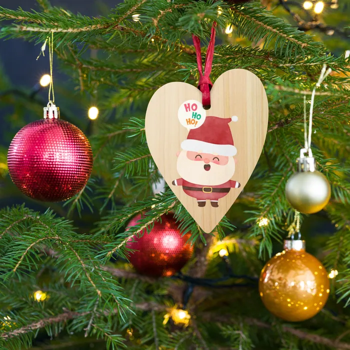 Portraits by NC Earrings Wooden ornaments HO HO HO Santa
