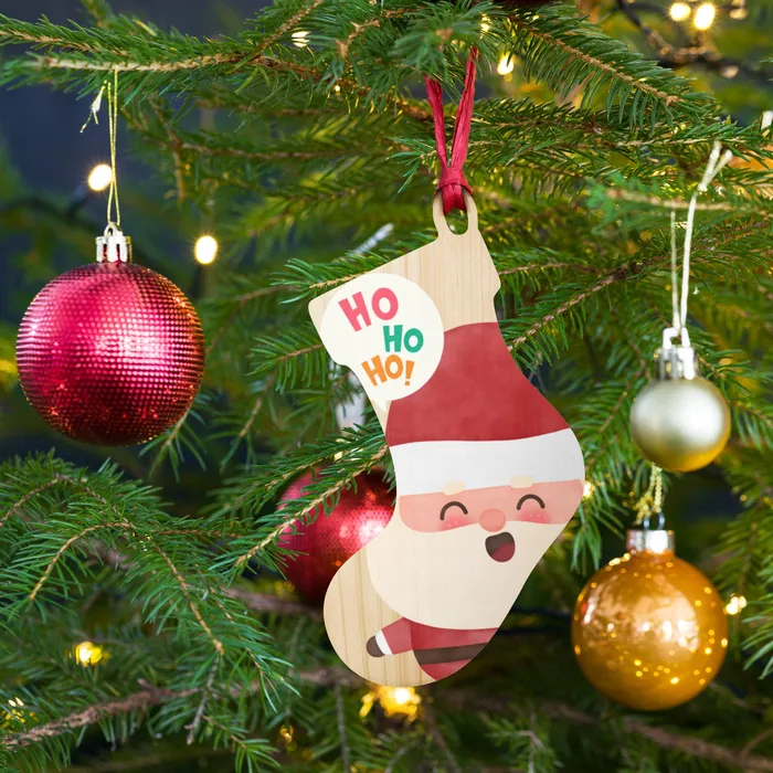 Portraits by NC Earrings Wooden ornaments HO HO HO Santa