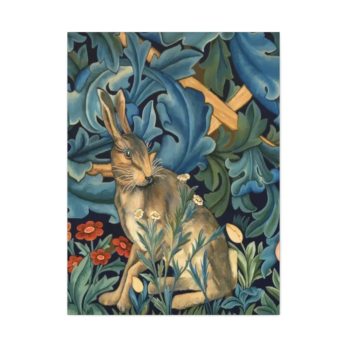 Portraits by NC Rings Matte Canvas Stretched 125 William Morris Inspired Forest Rabbit