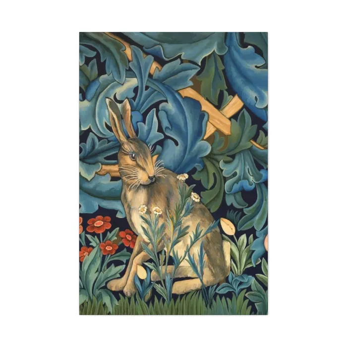 Portraits by NC Rings Matte Canvas Stretched 125 William Morris Inspired Forest Rabbit