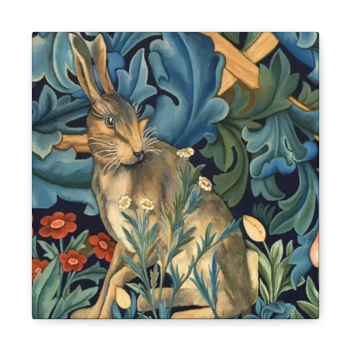 Portraits by NC Rings Matte Canvas Stretched 125 William Morris Inspired Forest Rabbit