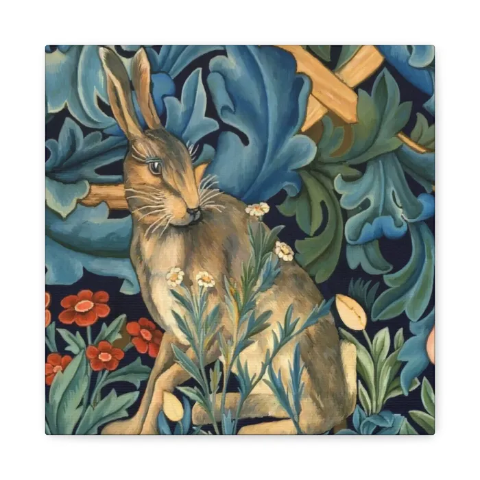 Portraits by NC Rings Matte Canvas Stretched 125 William Morris Inspired Forest Rabbit