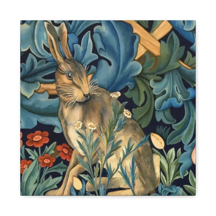 Portraits by NC Rings Matte Canvas Stretched 125 William Morris Inspired Forest Rabbit