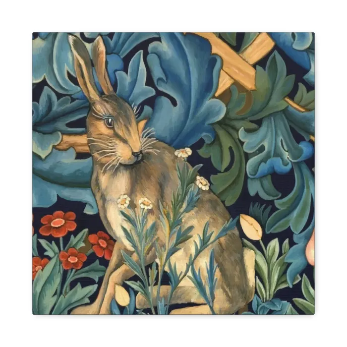 Portraits by NC Rings Matte Canvas Stretched 125 William Morris Inspired Forest Rabbit