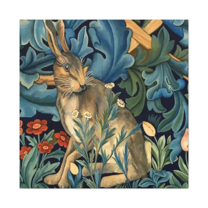 Portraits by NC Rings Matte Canvas Stretched 125 William Morris Inspired Forest Rabbit