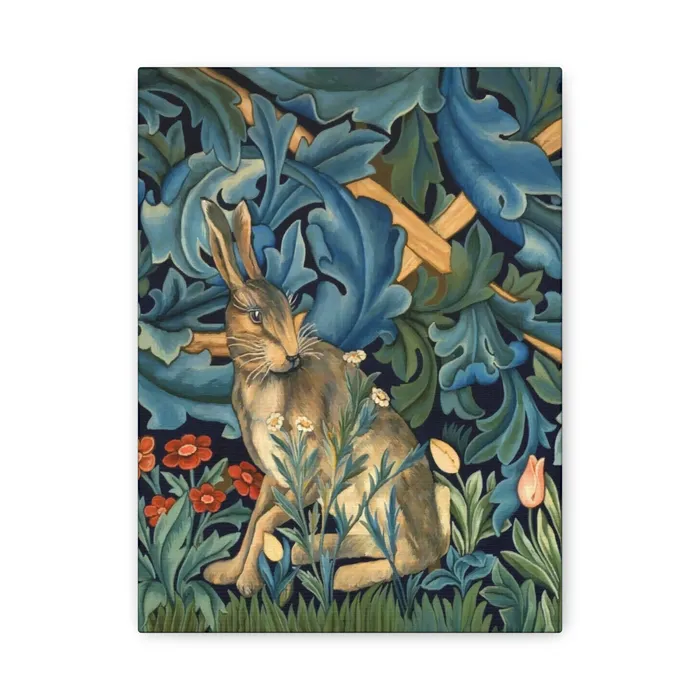 Portraits by NC Rings Matte Canvas Stretched 125 William Morris Inspired Forest Rabbit