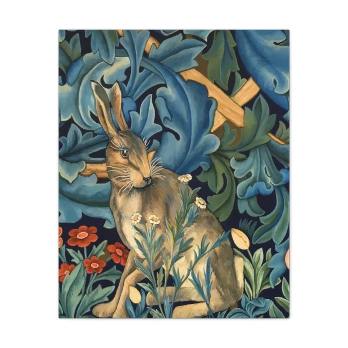Portraits by NC Rings Matte Canvas Stretched 125 William Morris Inspired Forest Rabbit