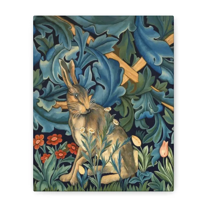 Portraits by NC Rings Matte Canvas Stretched 125 William Morris Inspired Forest Rabbit