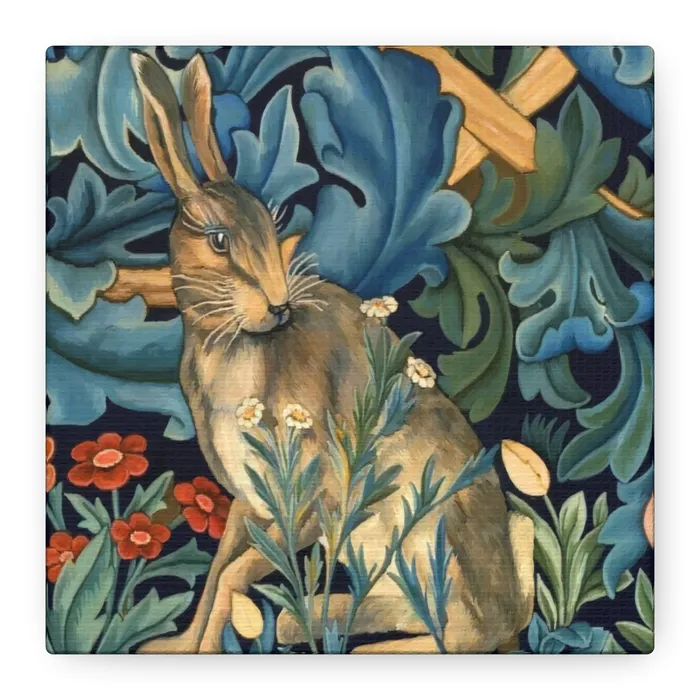 Portraits by NC Rings Matte Canvas Stretched 125 William Morris Inspired Forest Rabbit
