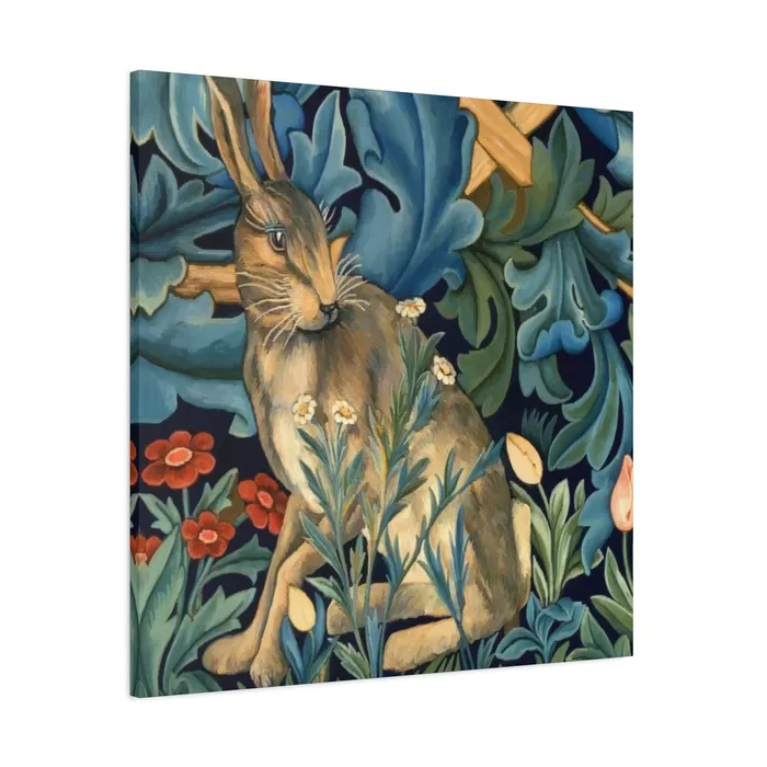 Portraits by NC Rings Matte Canvas Stretched 125 William Morris Inspired Forest Rabbit