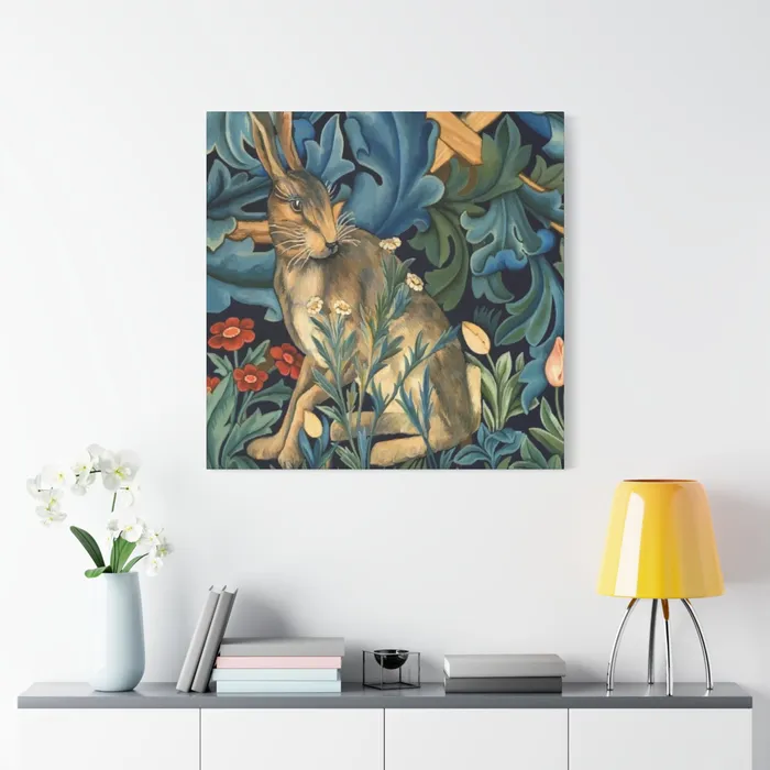 Portraits by NC Rings Matte Canvas Stretched 125 William Morris Inspired Forest Rabbit