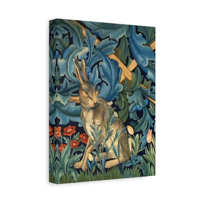 Portraits by NC Rings Matte Canvas Stretched 125 William Morris Inspired Forest Rabbit