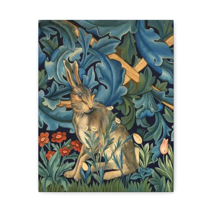 Portraits by NC Rings Matte Canvas Stretched 125 William Morris Inspired Forest Rabbit