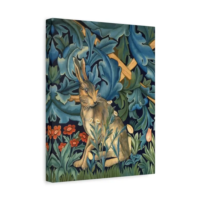 Portraits by NC Rings Matte Canvas Stretched 125 William Morris Inspired Forest Rabbit