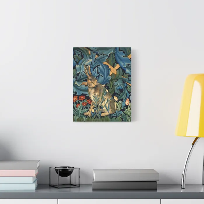 Portraits by NC Rings Matte Canvas Stretched 125 William Morris Inspired Forest Rabbit