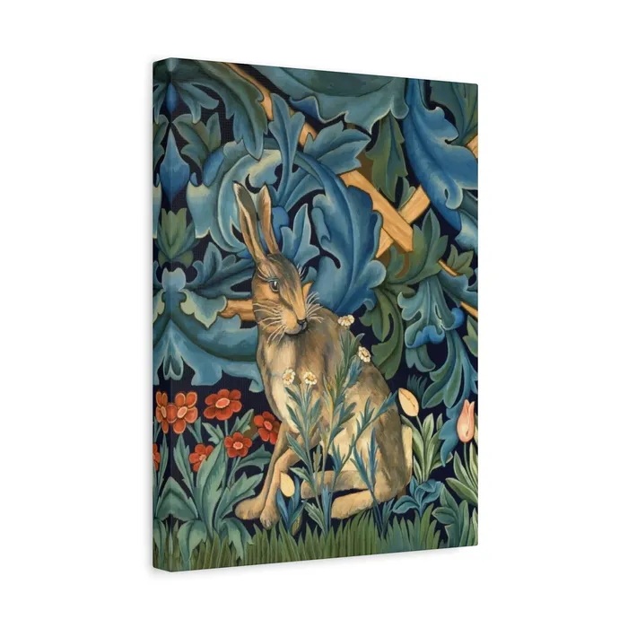 Portraits by NC Rings Matte Canvas Stretched 125 William Morris Inspired Forest Rabbit