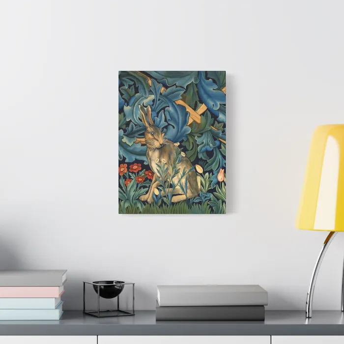 Portraits by NC Rings Matte Canvas Stretched 125 William Morris Inspired Forest Rabbit