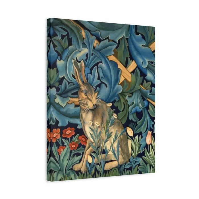 Portraits by NC Rings Matte Canvas Stretched 125 William Morris Inspired Forest Rabbit