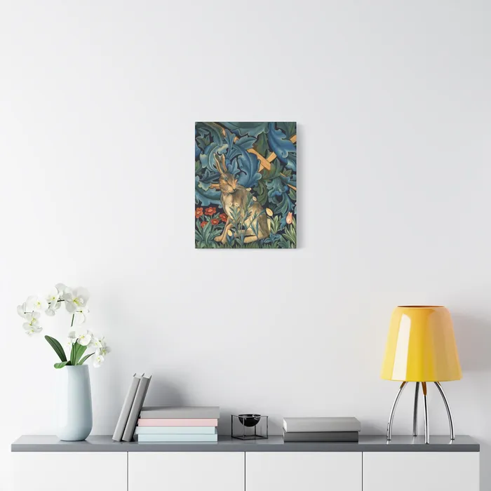 Portraits by NC Rings Matte Canvas Stretched 125 William Morris Inspired Forest Rabbit