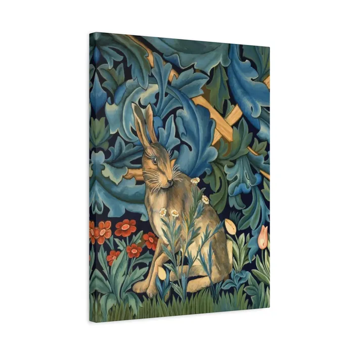 Portraits by NC Rings Matte Canvas Stretched 125 William Morris Inspired Forest Rabbit