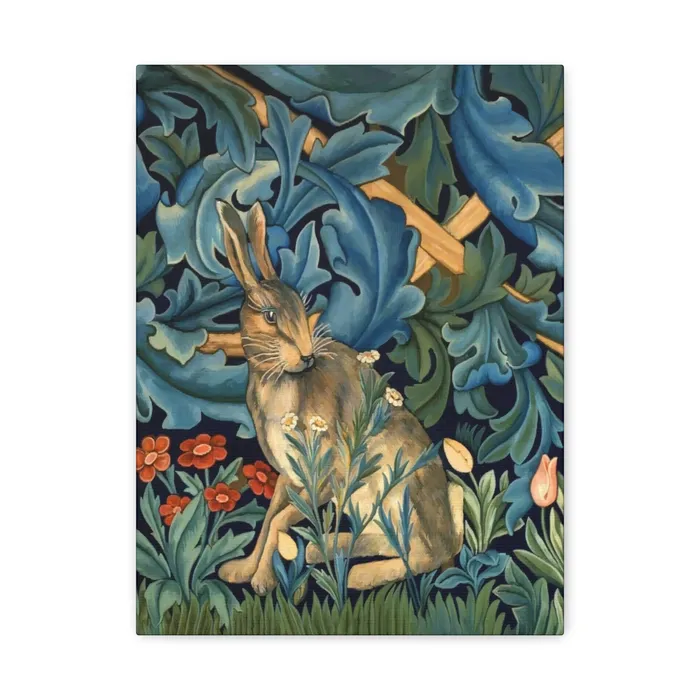 Portraits by NC Rings Matte Canvas Stretched 125 William Morris Inspired Forest Rabbit
