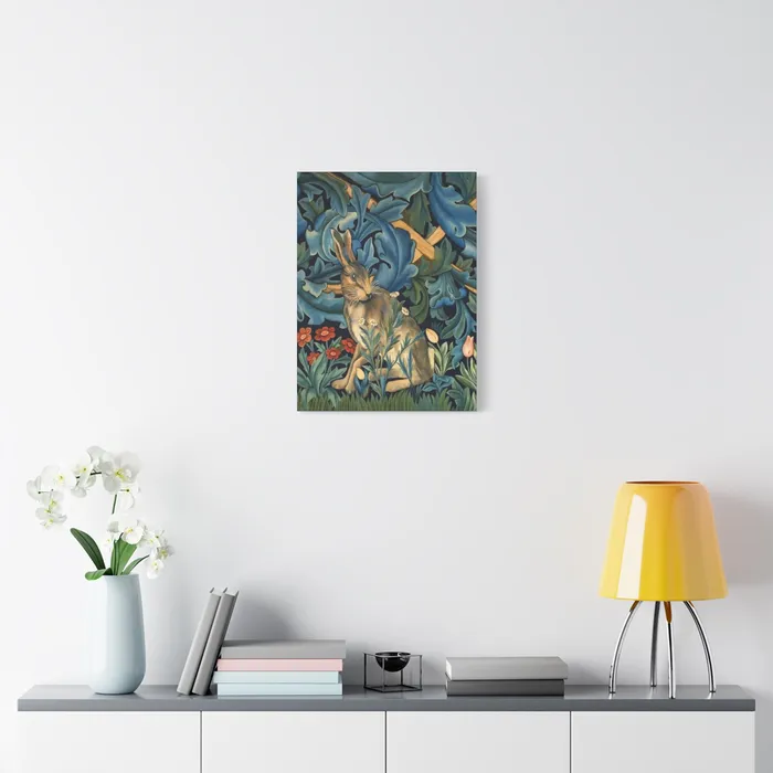 Portraits by NC Rings Matte Canvas Stretched 125 William Morris Inspired Forest Rabbit