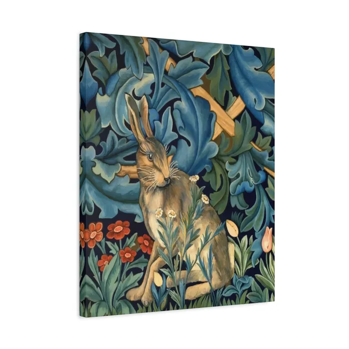 Portraits by NC Rings Matte Canvas Stretched 125 William Morris Inspired Forest Rabbit