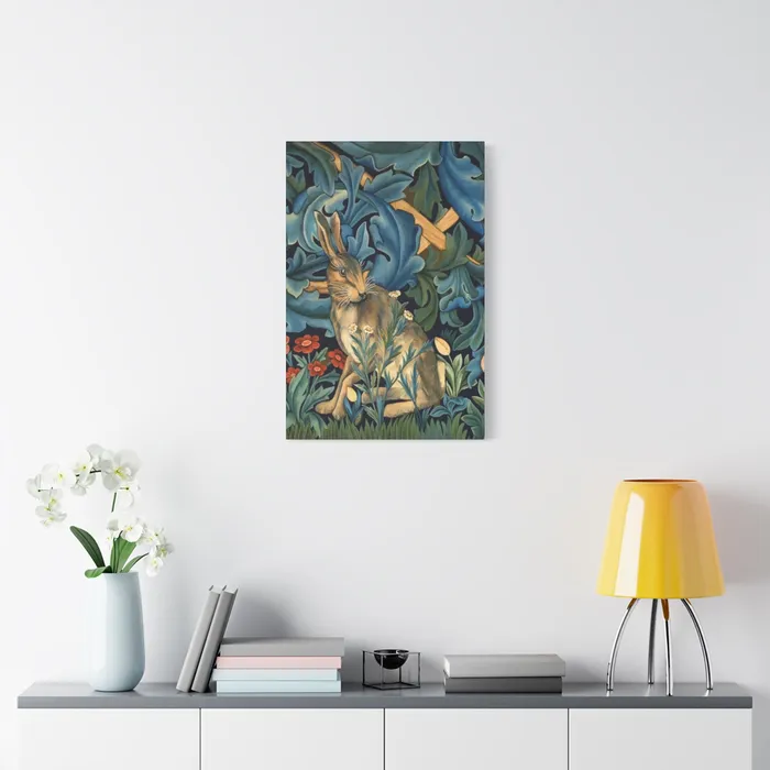 Portraits by NC Rings Matte Canvas Stretched 125 William Morris Inspired Forest Rabbit