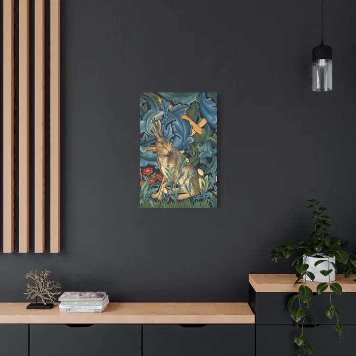 Portraits by NC Rings Matte Canvas Stretched 125 William Morris Inspired Forest Rabbit