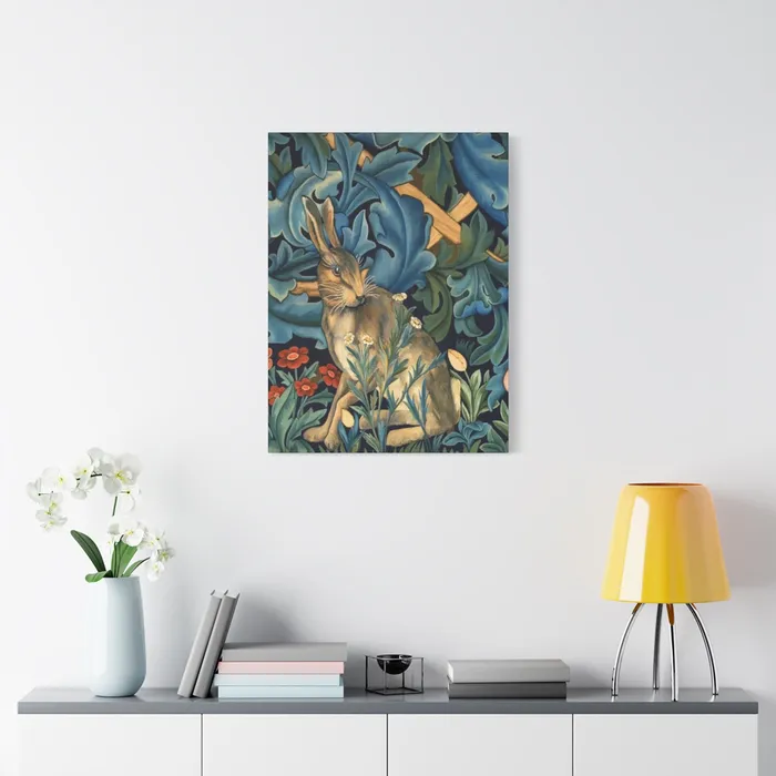 Portraits by NC Rings Matte Canvas Stretched 125 William Morris Inspired Forest Rabbit