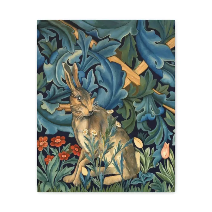 Portraits by NC Rings Matte Canvas Stretched 125 William Morris Inspired Forest Rabbit
