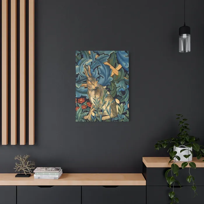 Portraits by NC Rings Matte Canvas Stretched 125 William Morris Inspired Forest Rabbit