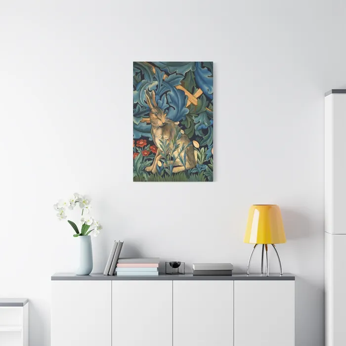 Portraits by NC Rings Matte Canvas Stretched 125 William Morris Inspired Forest Rabbit