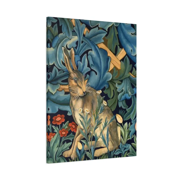Portraits by NC Rings Matte Canvas Stretched 125 William Morris Inspired Forest Rabbit