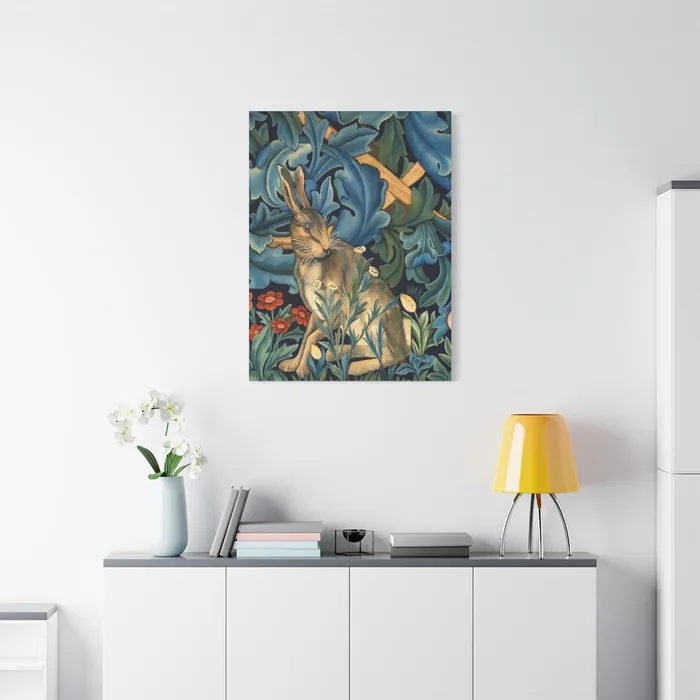 Portraits by NC Rings Matte Canvas Stretched 125 William Morris Inspired Forest Rabbit