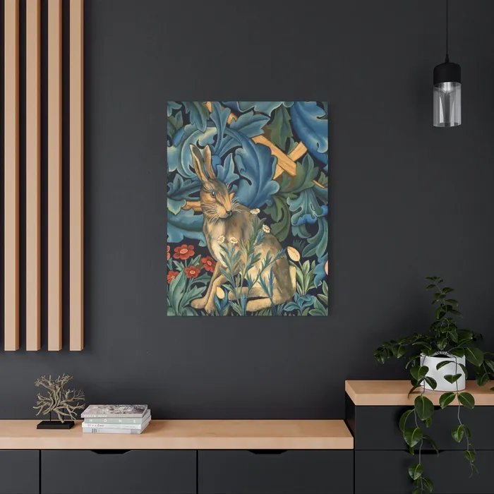 Portraits by NC Rings Matte Canvas Stretched 125 William Morris Inspired Forest Rabbit