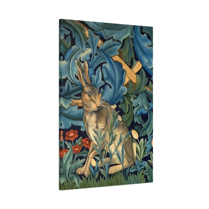Portraits by NC Rings Matte Canvas Stretched 125 William Morris Inspired Forest Rabbit