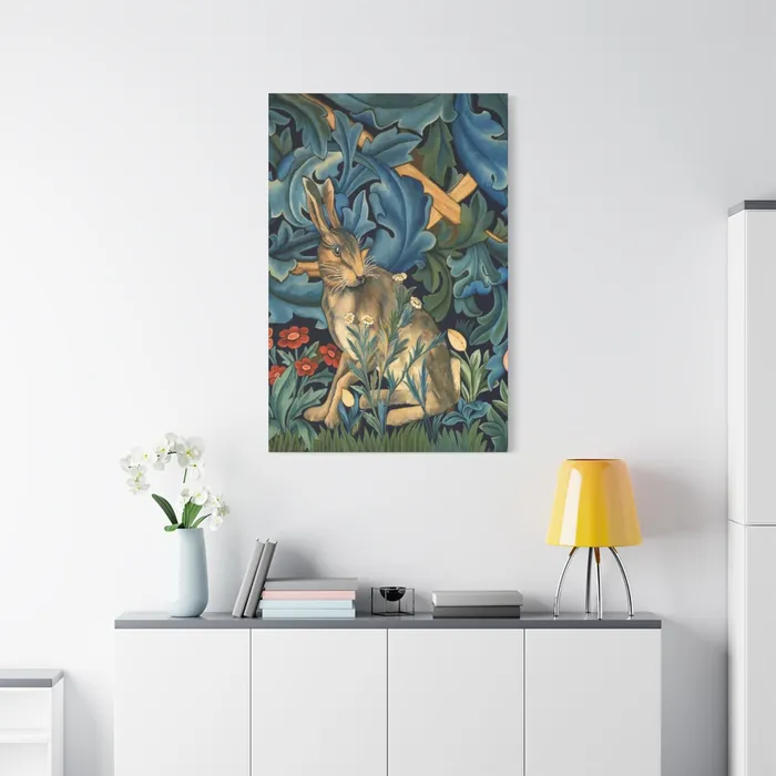 Portraits by NC Rings Matte Canvas Stretched 125 William Morris Inspired Forest Rabbit