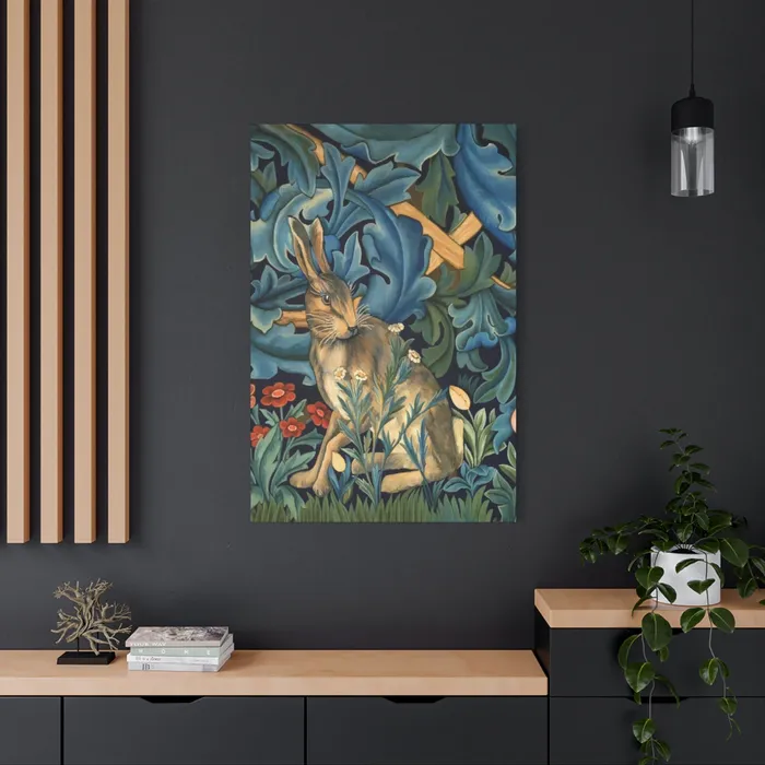 Portraits by NC Rings Matte Canvas Stretched 125 William Morris Inspired Forest Rabbit