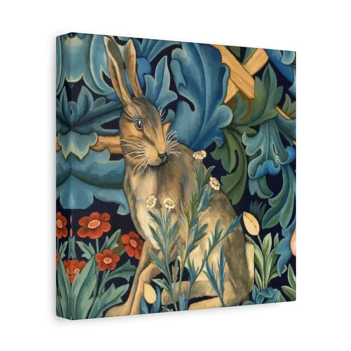 Portraits by NC Rings Matte Canvas Stretched 125 William Morris Inspired Forest Rabbit